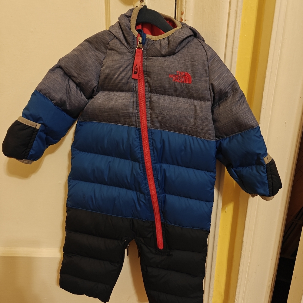 The Northface tricolor baby snowsuit 3-6 months